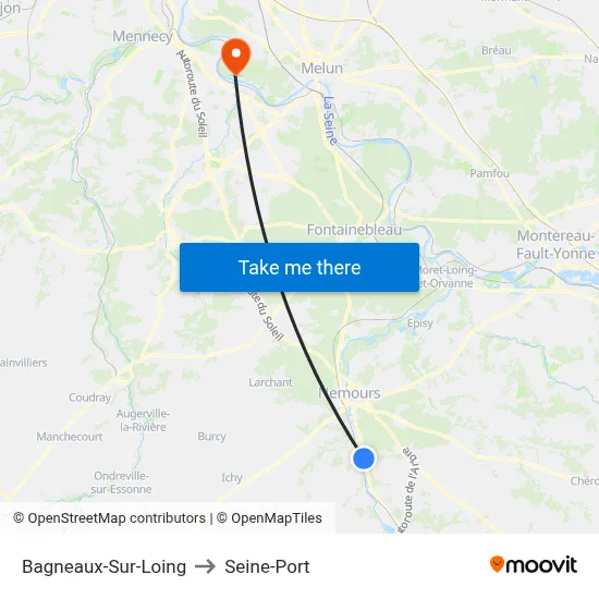 Bagneaux-Sur-Loing to Seine-Port map