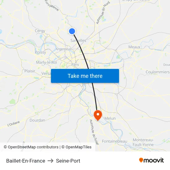 Baillet-En-France to Seine-Port map