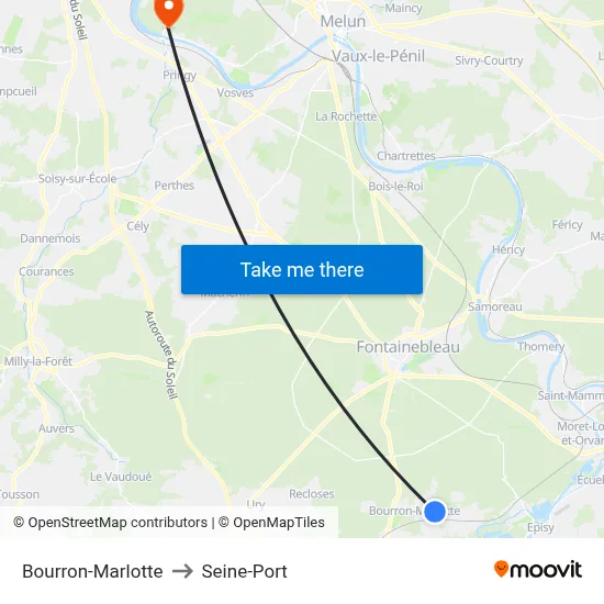 Bourron-Marlotte to Seine-Port map