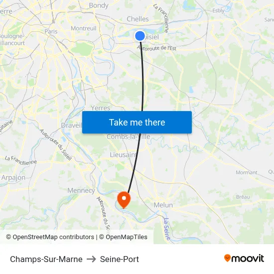 Champs-Sur-Marne to Seine-Port map