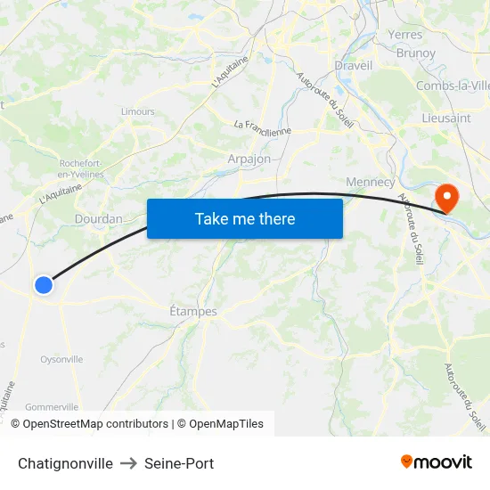 Chatignonville to Seine-Port map
