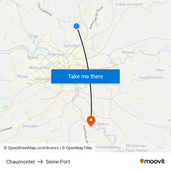 Chaumontel to Seine-Port map
