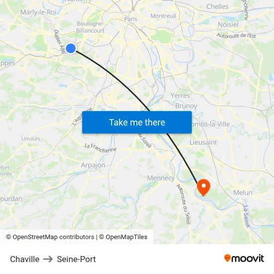 Chaville to Seine-Port map