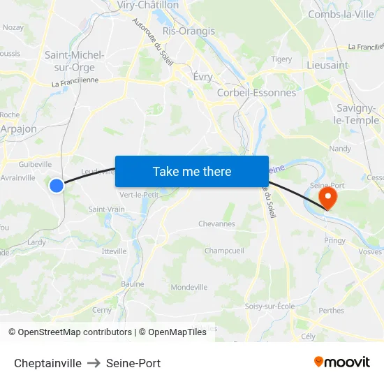 Cheptainville to Seine-Port map