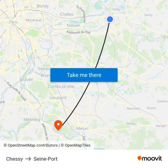Chessy to Seine-Port map