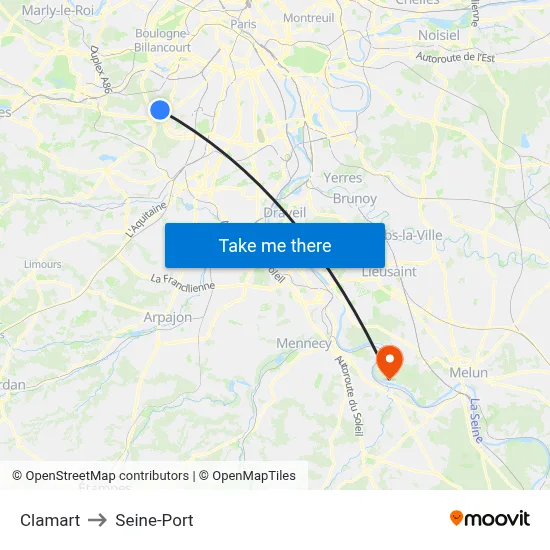 Clamart to Seine-Port map