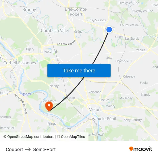 Coubert to Seine-Port map