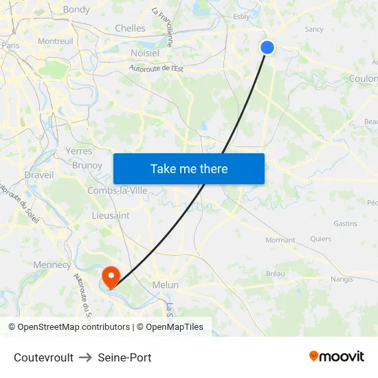 Coutevroult to Seine-Port map