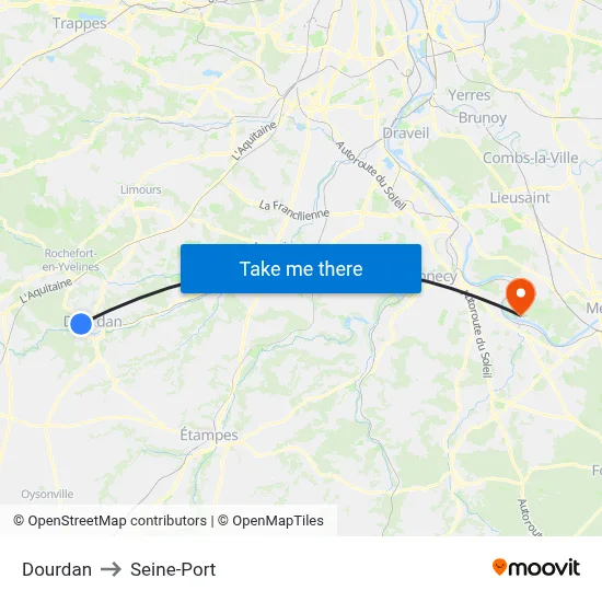 Dourdan to Seine-Port map