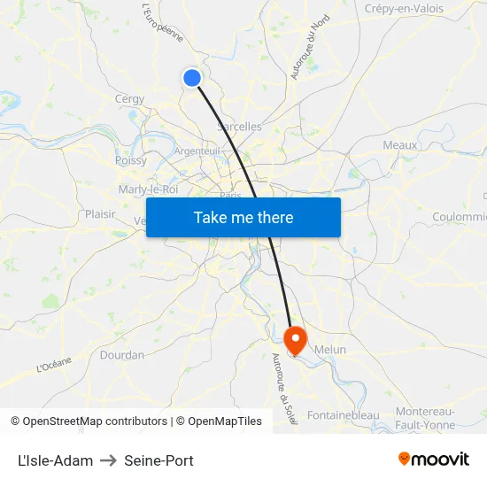 L'Isle-Adam to Seine-Port map