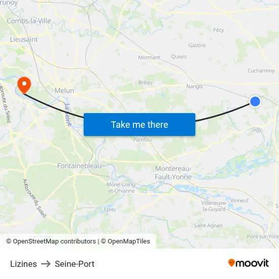Lizines to Seine-Port map