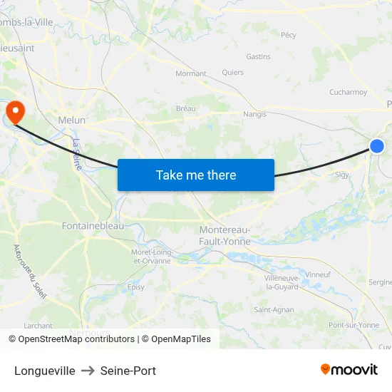 Longueville to Seine-Port map