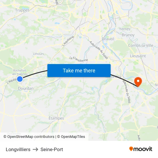 Longvilliers to Seine-Port map