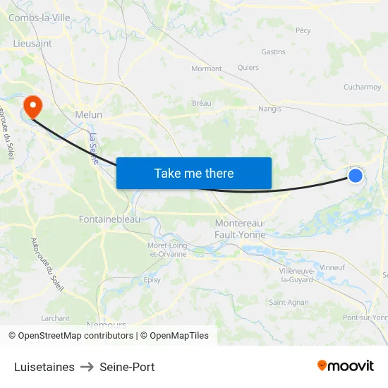 Luisetaines to Seine-Port map