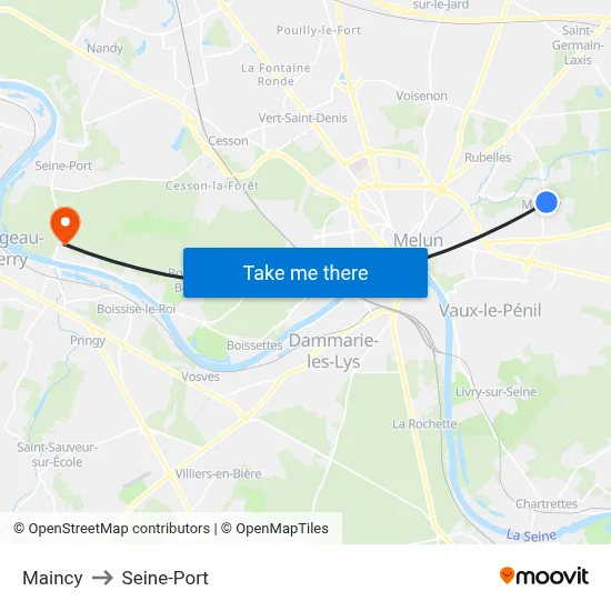 Maincy to Seine-Port map
