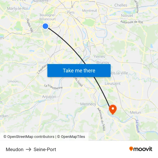 Meudon to Seine-Port map