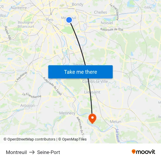 Montreuil to Seine-Port map