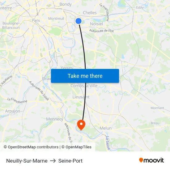 Neuilly-Sur-Marne to Seine-Port map