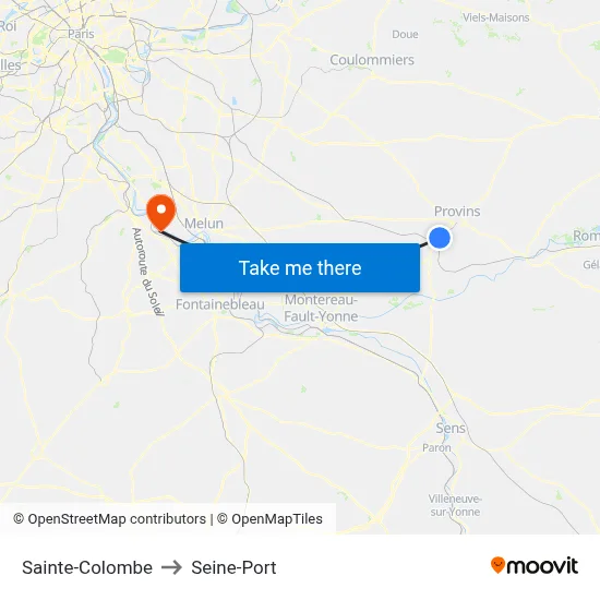 Sainte-Colombe to Seine-Port map