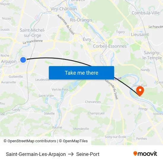Saint-Germain-Les-Arpajon to Seine-Port map