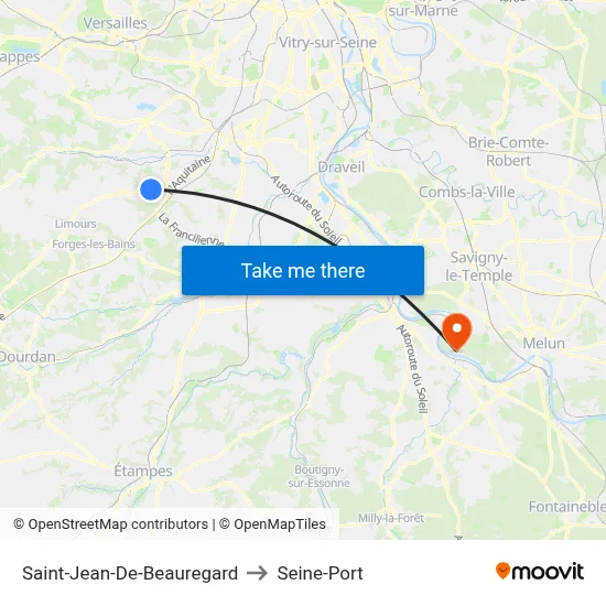 Saint-Jean-De-Beauregard to Seine-Port map
