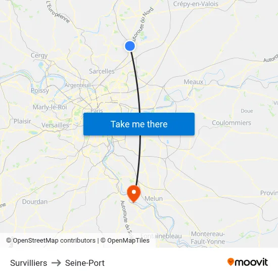 Survilliers to Seine-Port map