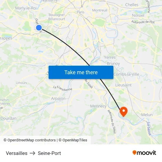 Versailles to Seine-Port map