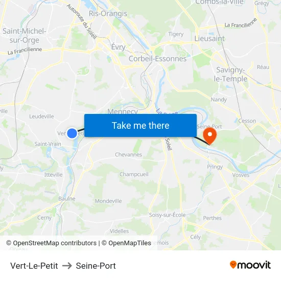 Vert-Le-Petit to Seine-Port map