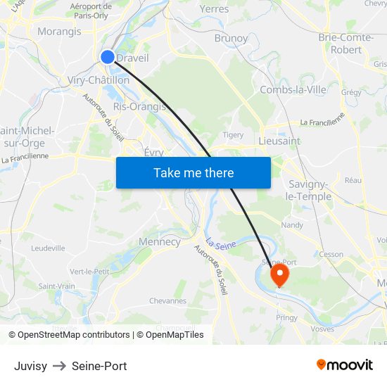 Juvisy to Seine-Port map