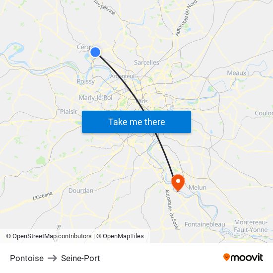 Pontoise to Seine-Port map