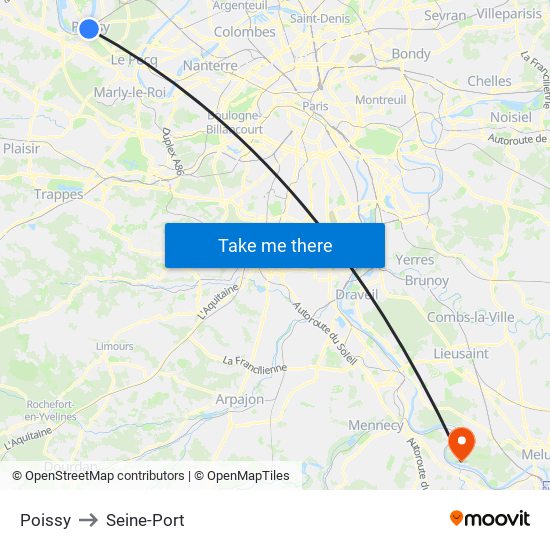 Poissy to Seine-Port map