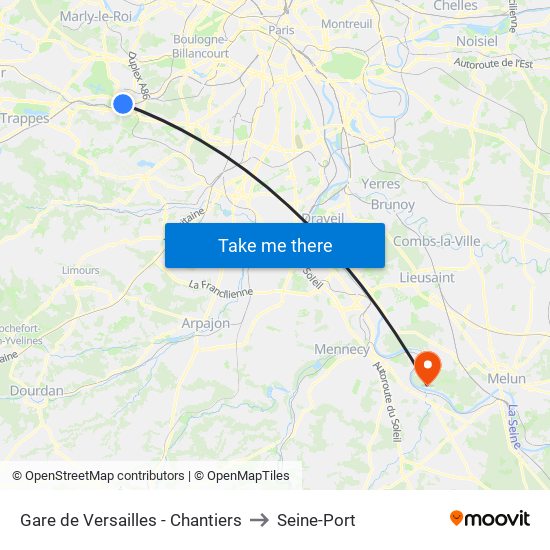 Gare de Versailles - Chantiers to Seine-Port map