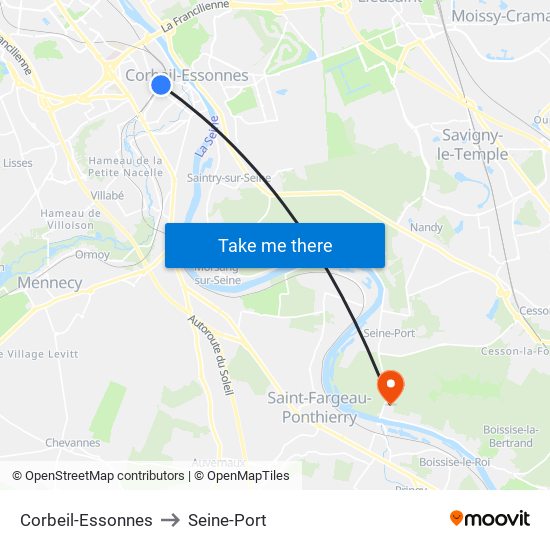 Corbeil-Essonnes to Seine-Port map