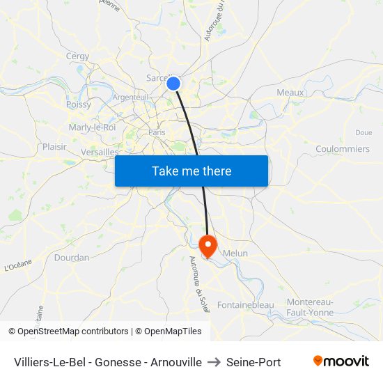 Villiers-Le-Bel - Gonesse - Arnouville to Seine-Port map