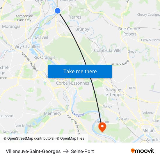 Villeneuve-Saint-Georges to Seine-Port map