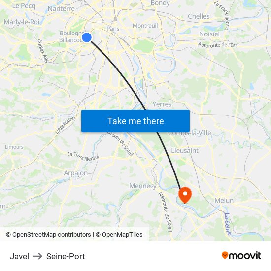 Javel to Seine-Port map