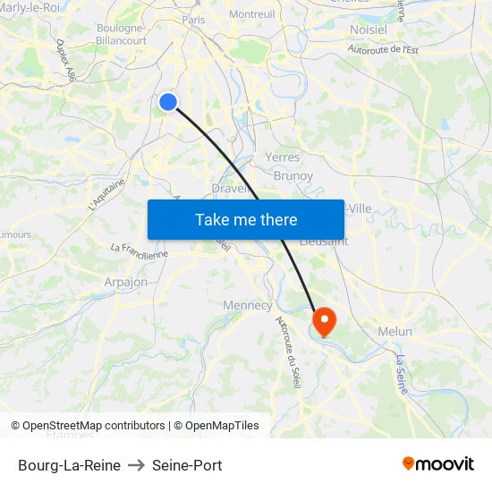 Bourg-La-Reine to Seine-Port map