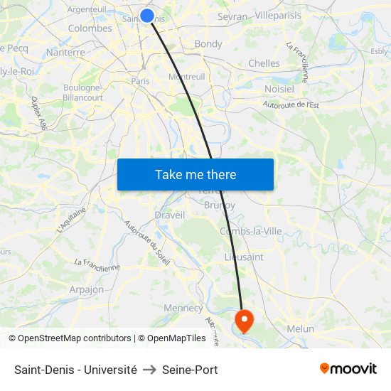 Saint-Denis - Université to Seine-Port map