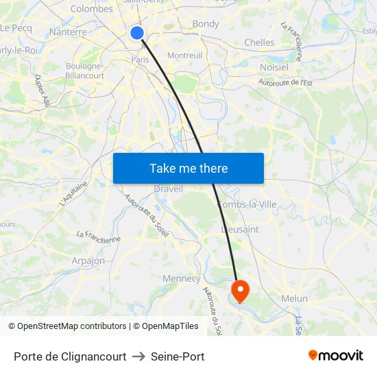 Porte de Clignancourt to Seine-Port map