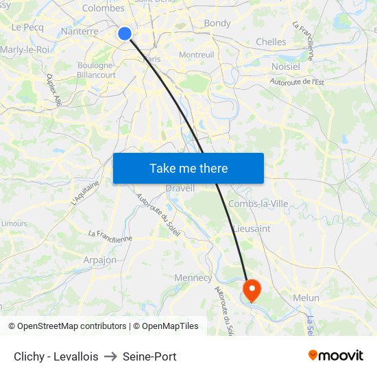 Clichy - Levallois to Seine-Port map