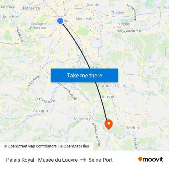 Palais Royal - Musée du Louvre to Seine-Port map