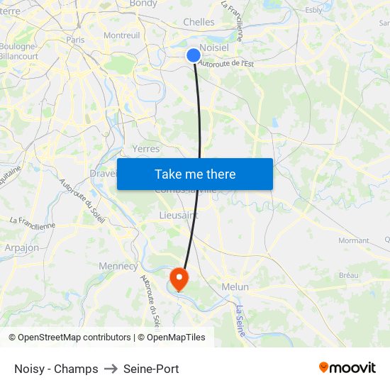Noisy - Champs to Seine-Port map
