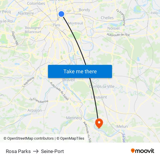 Rosa Parks to Seine-Port map