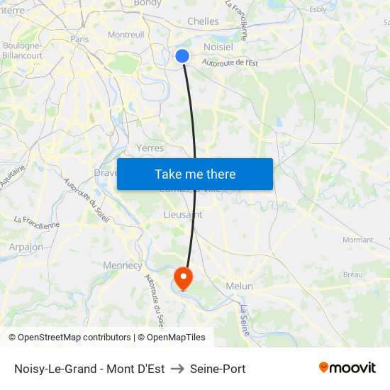Noisy-Le-Grand - Mont D'Est to Seine-Port map
