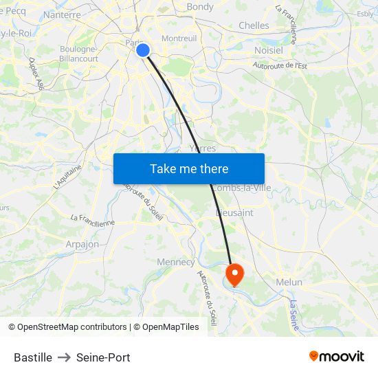 Bastille to Seine-Port map