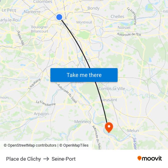 Place de Clichy to Seine-Port map