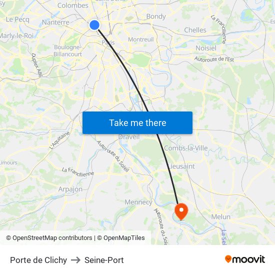 Porte de Clichy to Seine-Port map