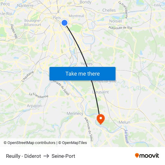 Reuilly - Diderot to Seine-Port map