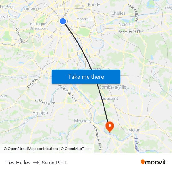 Les Halles to Seine-Port map