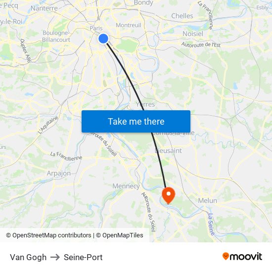 Van Gogh to Seine-Port map
